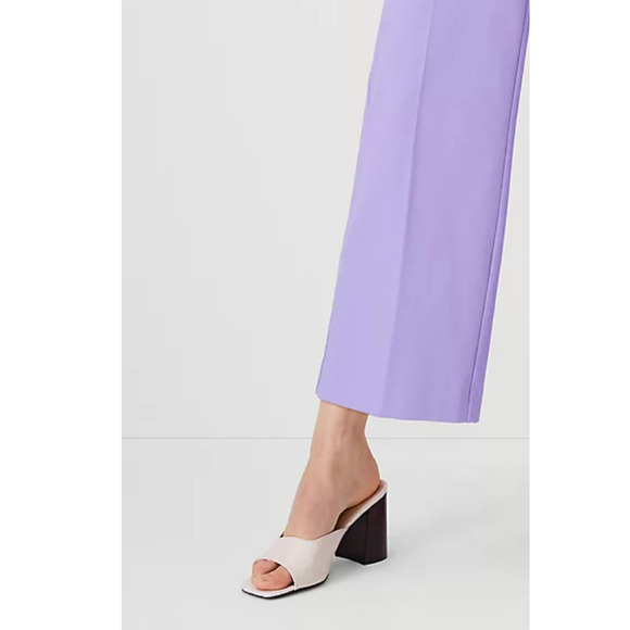 Ann Taylor Embossed Leather High Block Heel Mules - Tan Size 11 - Picture 3 of 6